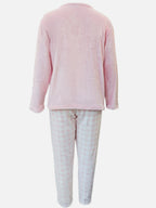 Women's pink and white checkered fleece two-piece lounge set