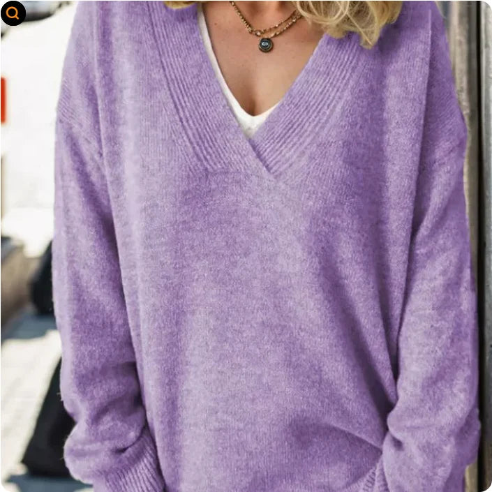 Women's purple v-neck cashmere-blend pullover