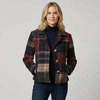 Natalie | Women's Classic Plaid Wool Jacket with Stand Collar for Winter