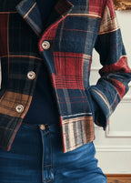 Women's red/navy plaid wool jacket