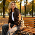 Women's chestnut quilted hooded jacket