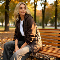 Penelope | Women's Quilted Hooded Jacket with Fleece-Lined Sleeves