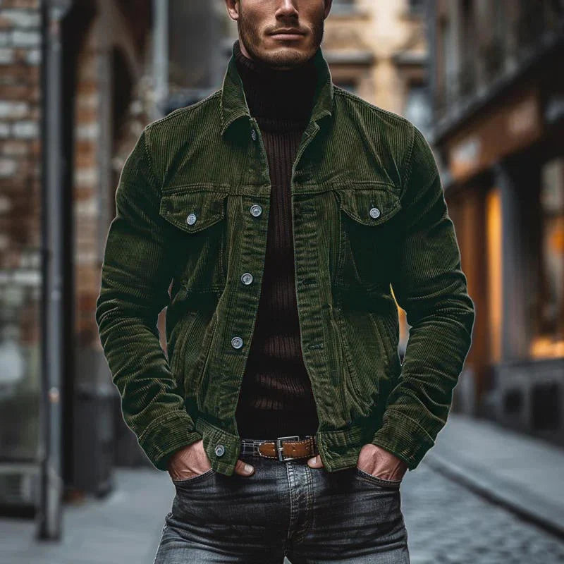 Men's olive green corduroy jacket