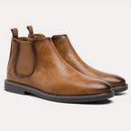 Men's sepia slip-On Faux Leather Dress Boots, Refined Style