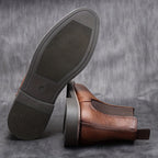 Men's sepia slip-On Faux Leather Dress Boots, Refined Style