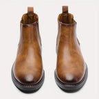 Men's sepia slip-On Faux Leather Dress Boots, Refined Style