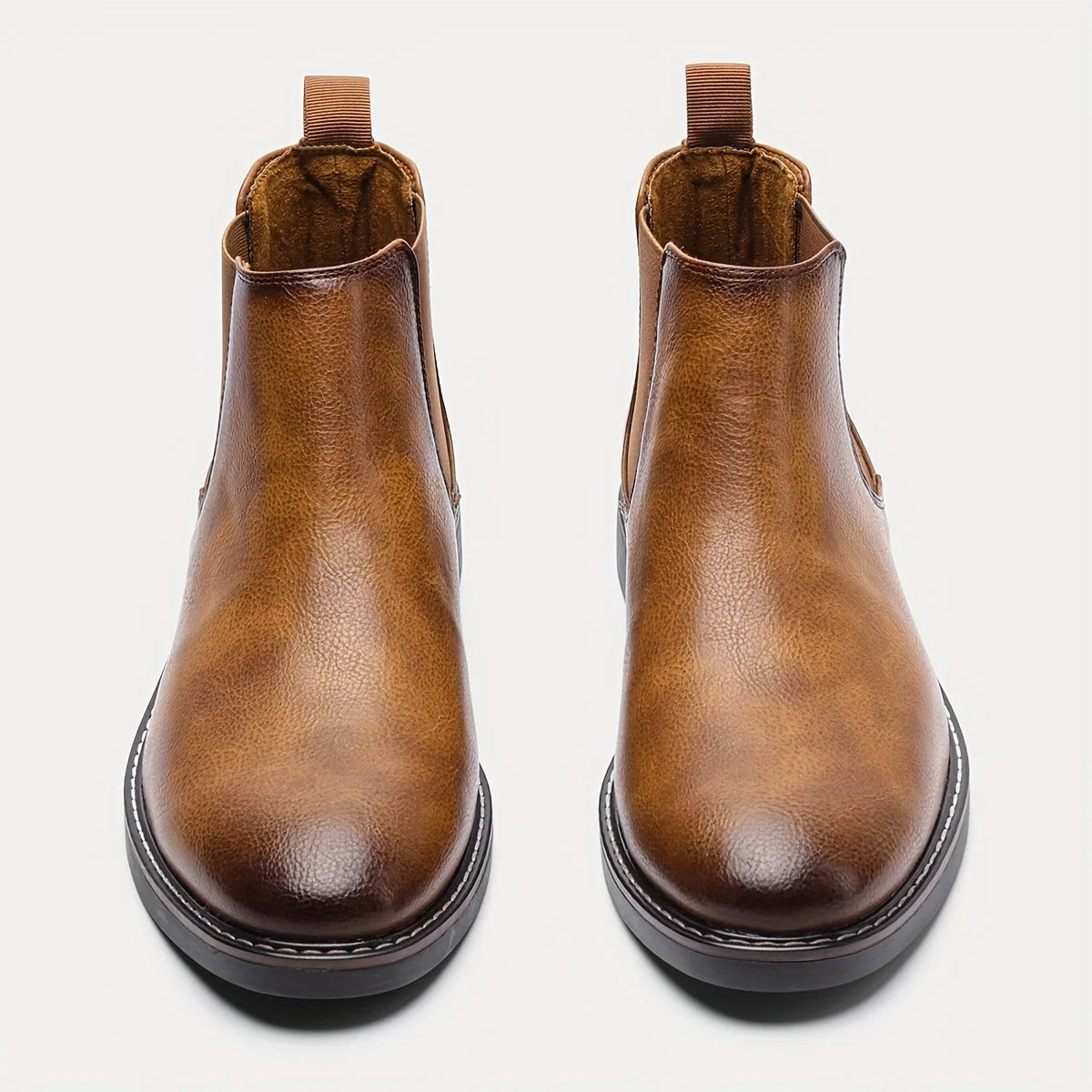 Men's sepia slip-On Faux Leather Dress Boots, Refined Style
