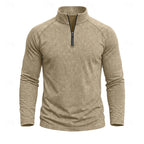Men's light blue relaxed Heathered Quarter-Zip Pullover Top, Raglan