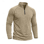 Men's light gray relaxed Heathered Quarter-Zip Pullover Top, Raglan