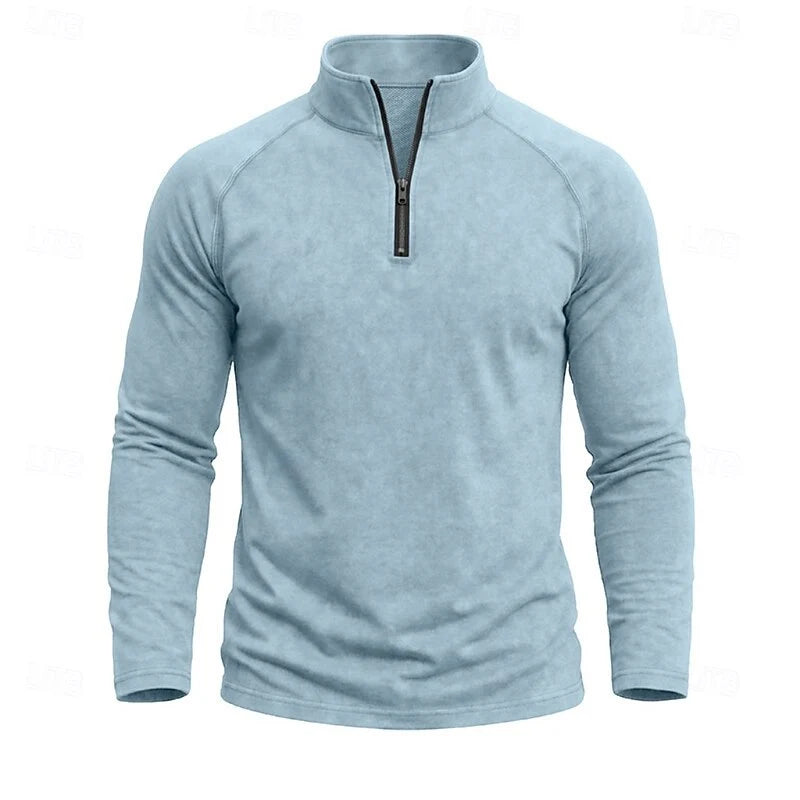 Men's wine relaxed Heathered Quarter-Zip Pullover Top, Raglan