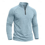 Men's military green relaxed Heathered Quarter-Zip Pullover Top, Raglan
