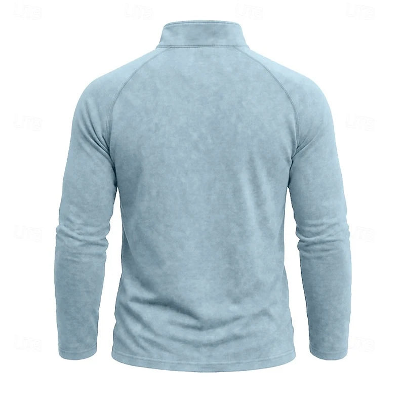 Men's navy blue relaxed Heathered Quarter-Zip Pullover Top, Raglan