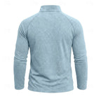 Men's navy blue relaxed Heathered Quarter-Zip Pullover Top, Raglan