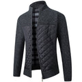 Men's black quilted-panel Zip Cardigan with Plaid Flannel Lining