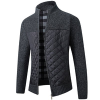 Nicholas | Men's Quilted-Panel Zip Cardigan with Plaid Flannel Lining