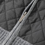Men's burgundy quilted-panel Zip Cardigan with Plaid Flannel Lining
