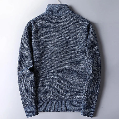 Men's dark gray heathered Stand-Collar Quarter-Zip Knit Sweater
