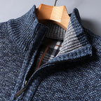 Men's wine heathered Stand-Collar Quarter-Zip Knit Sweater