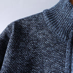 Men's wine heathered Stand-Collar Quarter-Zip Knit Sweater