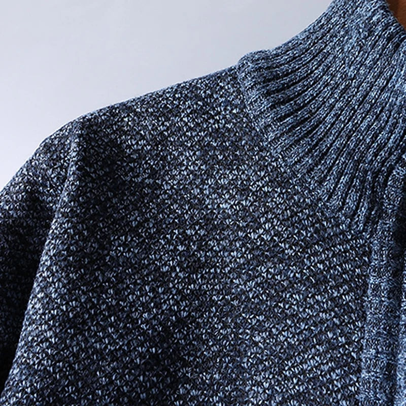 Men's wine heathered Stand-Collar Quarter-Zip Knit Sweater
