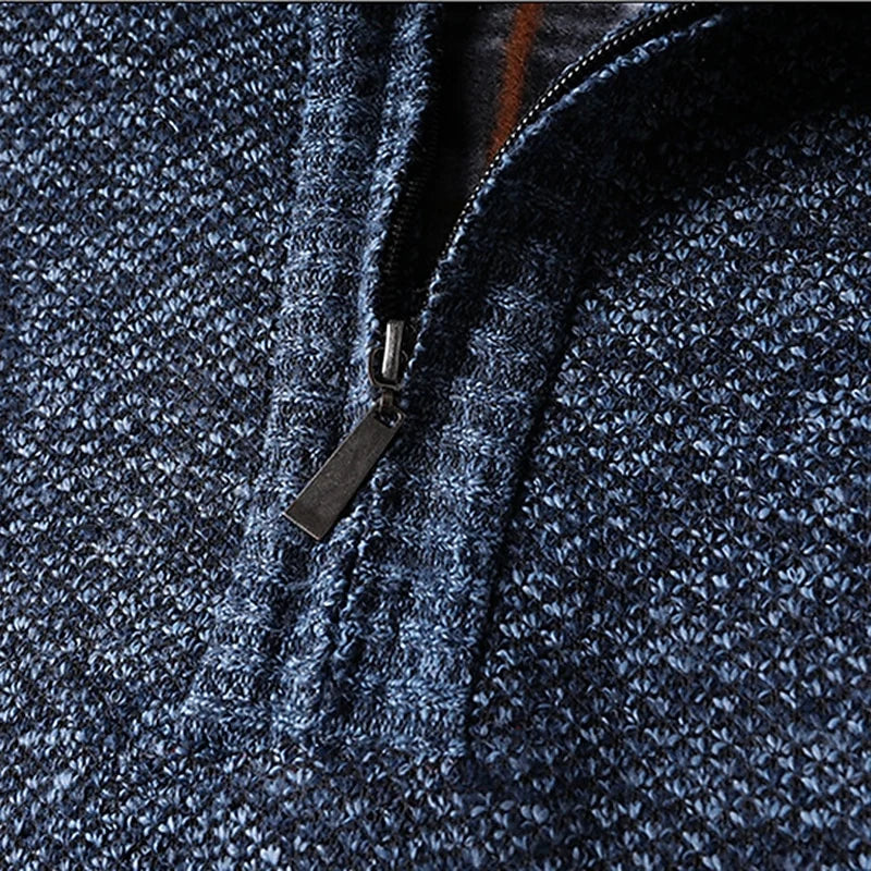 Men's wine heathered Stand-Collar Quarter-Zip Knit Sweater