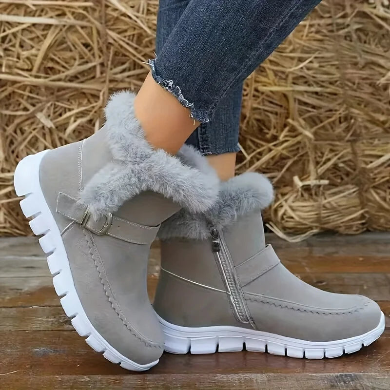 Women's pink chunky Sneaker-Boot Hybrid with Plush Fur Trim for Winter