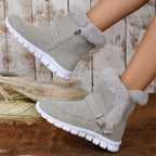 Women's brown chunky Sneaker-Boot Hybrid with Plush Fur Trim for Winter