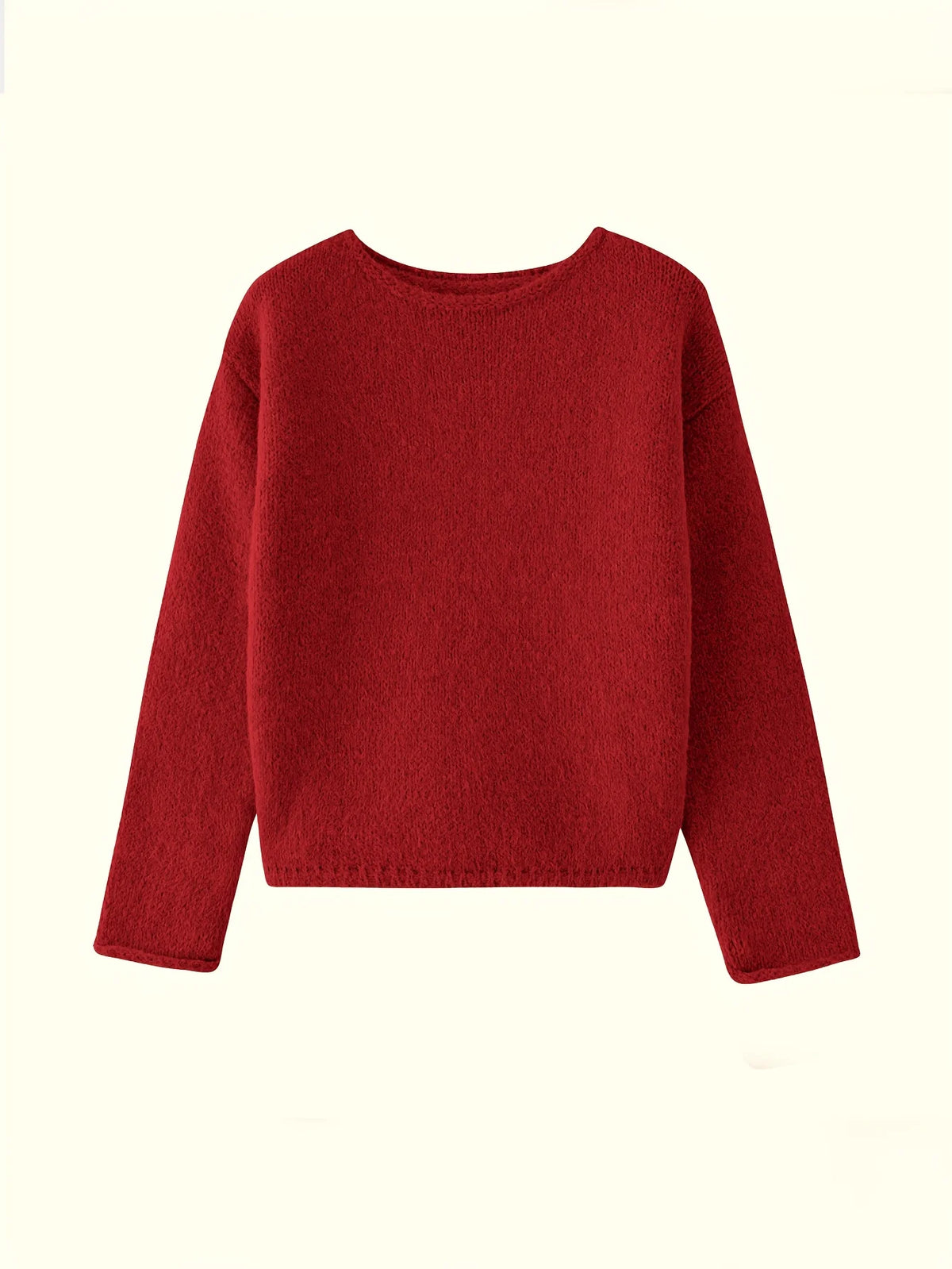 Women's pink relaxed drop-shoulder crew neck sweater, with ribbed trim