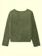 Women's pink relaxed drop-shoulder crew neck sweater, with ribbed trim