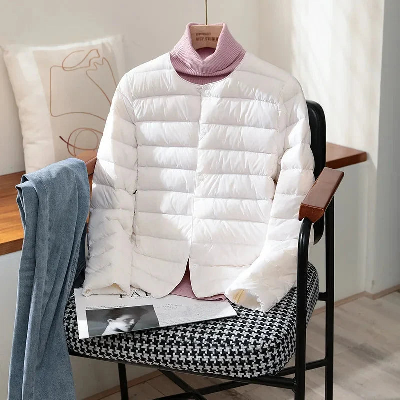 Women's white lightweight quilted jacket