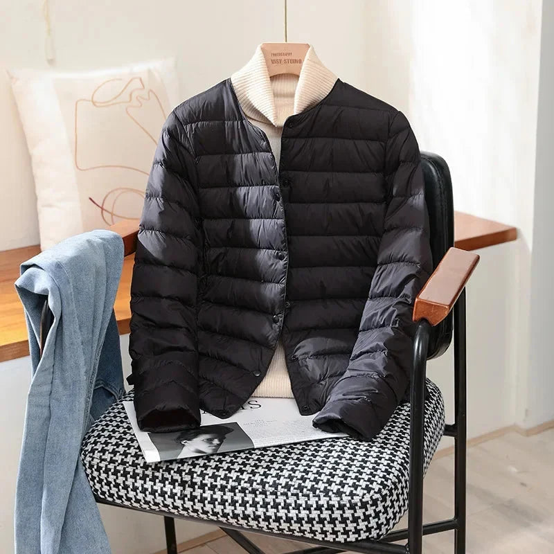 Women's black lightweight quilted jacket