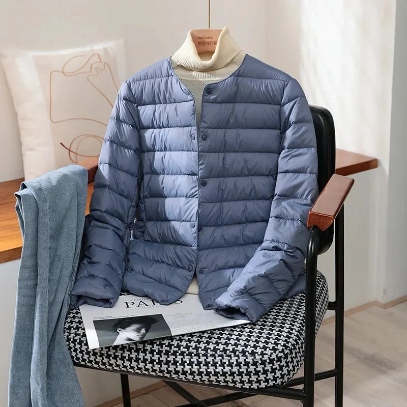 Women's dusty blue lightweight quilted jacket