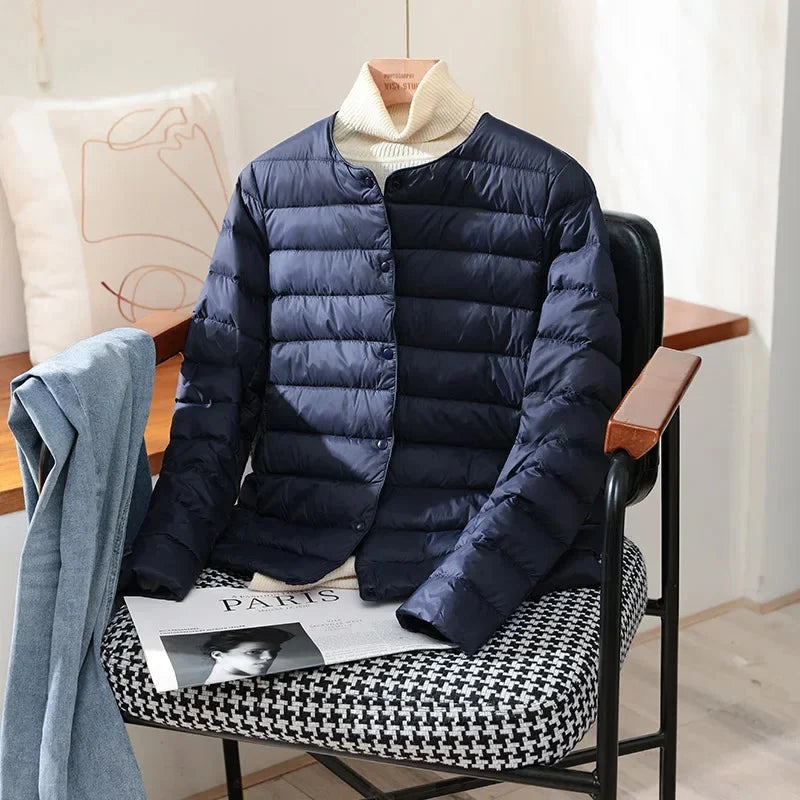 Women's navy lightweight quilted jacket