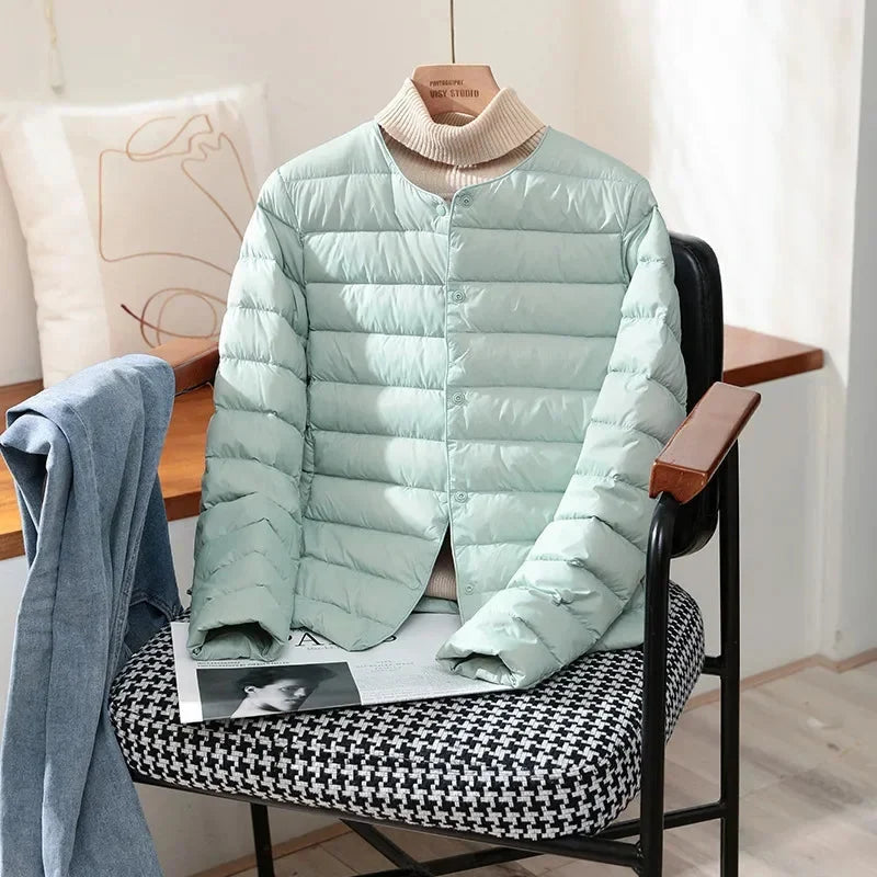 Women's light green lightweight quilted jacket