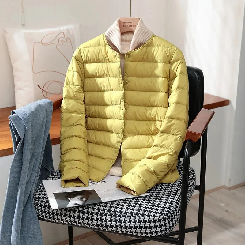 Women's yellow lightweight quilted jacket