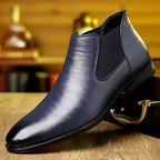 Men's blue slip-On Chelsea Boots with Glossy Finish, Classic Style