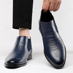 Men's black slip-On Chelsea Boots with Glossy Finish, Classic Style