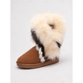 Women's white / yellow fluffy Sheepskin-Style Ankle Boots for Winter