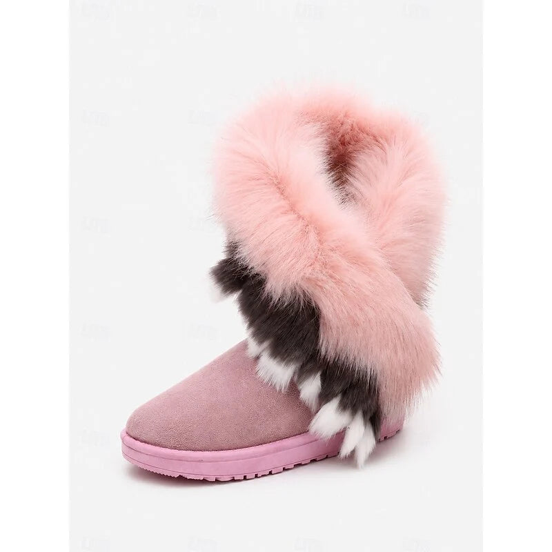 Women's black fluffy Sheepskin-Style Ankle Boots for Winter