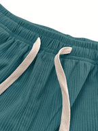 Men's dark gray relaxed Wide-Leg Corduroy Pants with Drawstring Waist