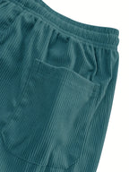 Men's fern green relaxed Wide-Leg Corduroy Pants with Drawstring Waist