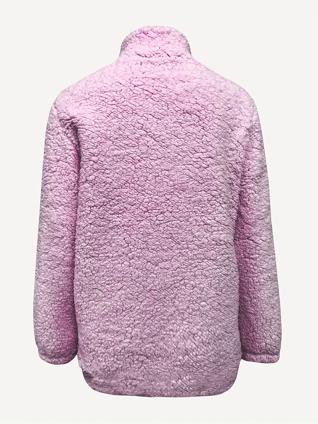 Women's pink sherpa half-zip pullover with stand collar