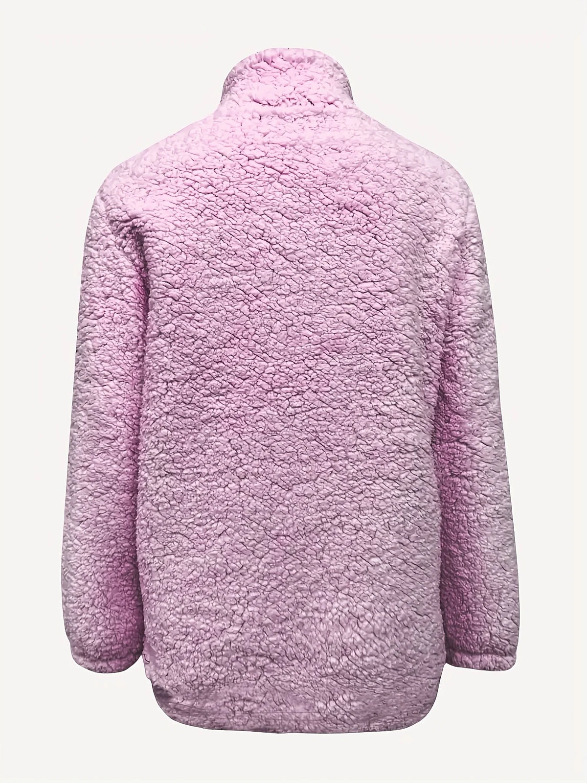 Women's pink sherpa half-zip pullover with stand collar