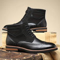 Men's black lace-Up Wingtip Boots with Brogue Detail for Winter