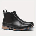 Men's black refined chelsea boots with sleek elastic side panels