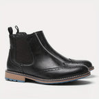 Men's black refined chelsea boots with sleek elastic side panels