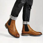 Men's grey refined chelsea boots with sleek elastic side panels