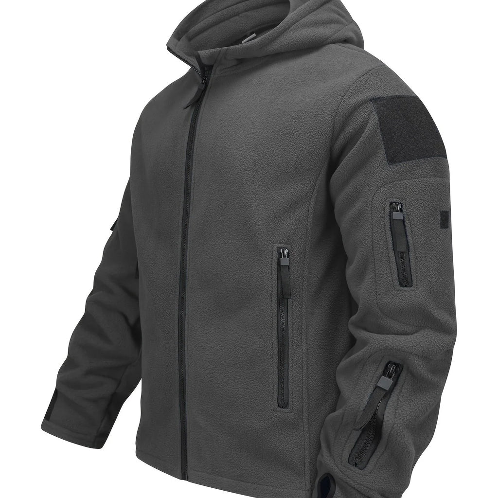 Men's dark gray tactical Fleece Jacket with Utility Pockets for Winter