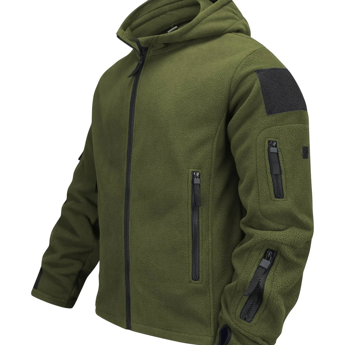 Men's army green tactical Fleece Jacket with Utility Pockets for Winter