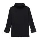 Women's turtleneck black fleece fitted Fleece-Lined Turtleneck Top for Layering